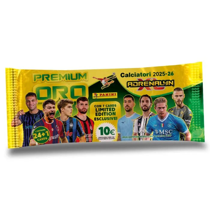 Calciatori Panini Adrenalyn XL 2025-26 Bustina Premium Oro Panini