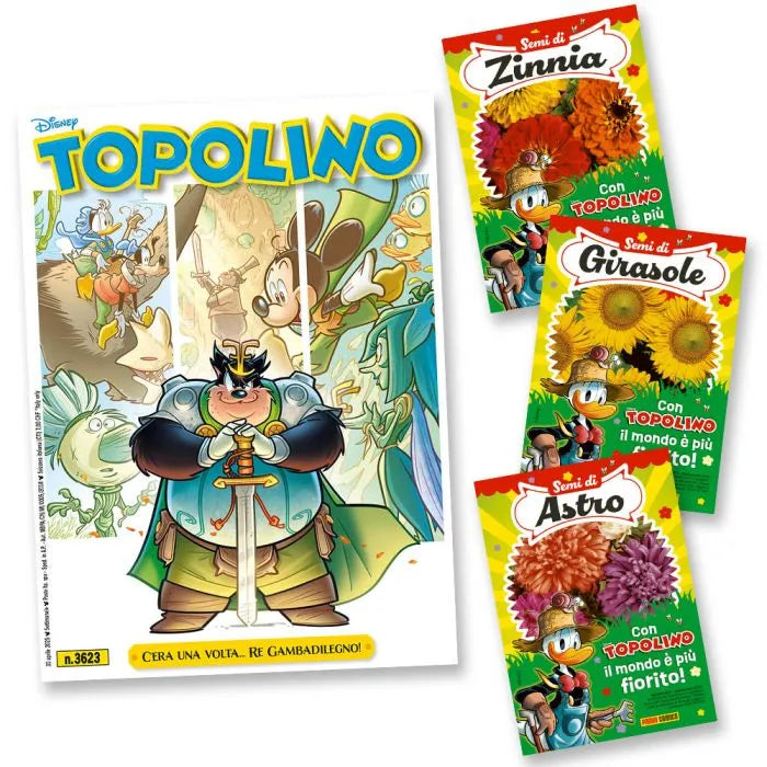 Fumetto Topolino libretto n. 3623 Con Busta di Semi (Astro Piuma di Struzzo, Girasole o Zinnia)