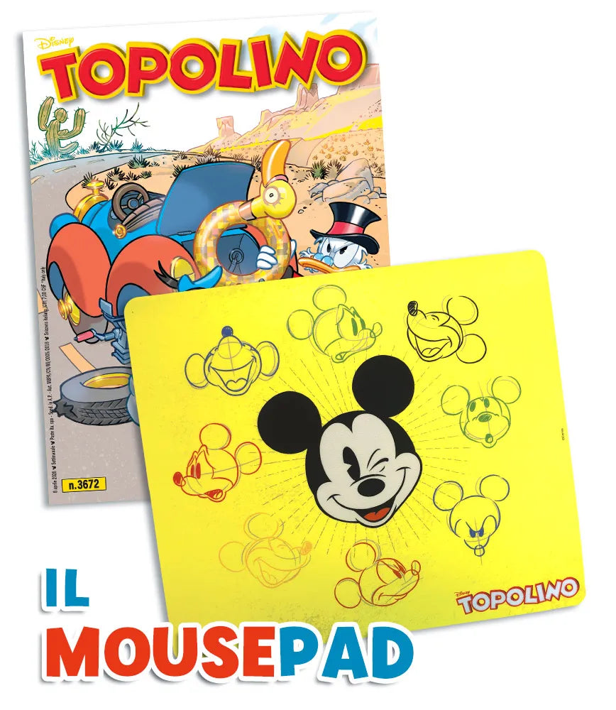 Set Tappetino Mousepad e/o Mouse Usb Wireless di Topolino (Con Topolino 3671+3672)
