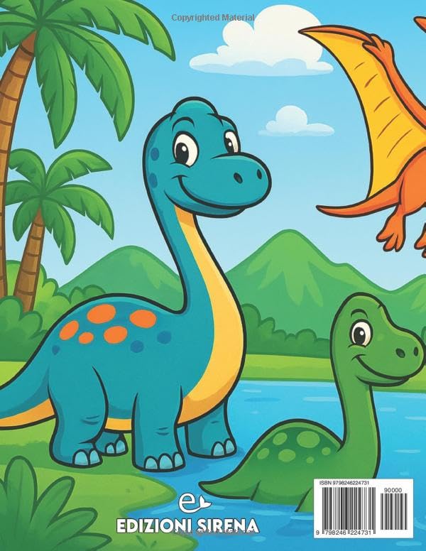 Libro da Colorare per Bambini - DINO - 36 Dinosauri da Colorare (Formato MAXI)