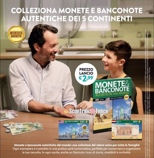 Raccoglitore Monete Collezionista 428 Tasche E 12 Buste Per Banconote - Copertina In Pelle Con Bussola, Marrone