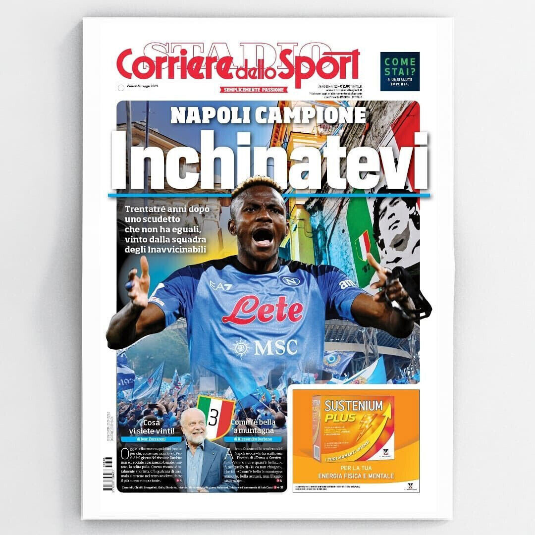 Giornale Corriere dello Sport del 5 Maggio 2023 3 Scudetto Calcio Napoli Osimhen