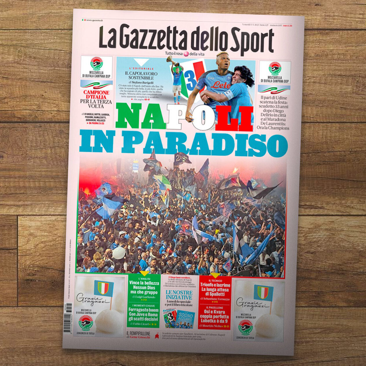 Gazzetta + Corriere dello Sport 5 Maggio 2023 3 Scudetto Calcio Napoli Campione