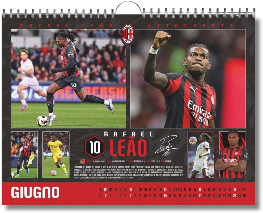 Calendario Orizzontale Milan 2026 - Edizione da Collezione - cm 44x33 - Prodotto Ufficiale