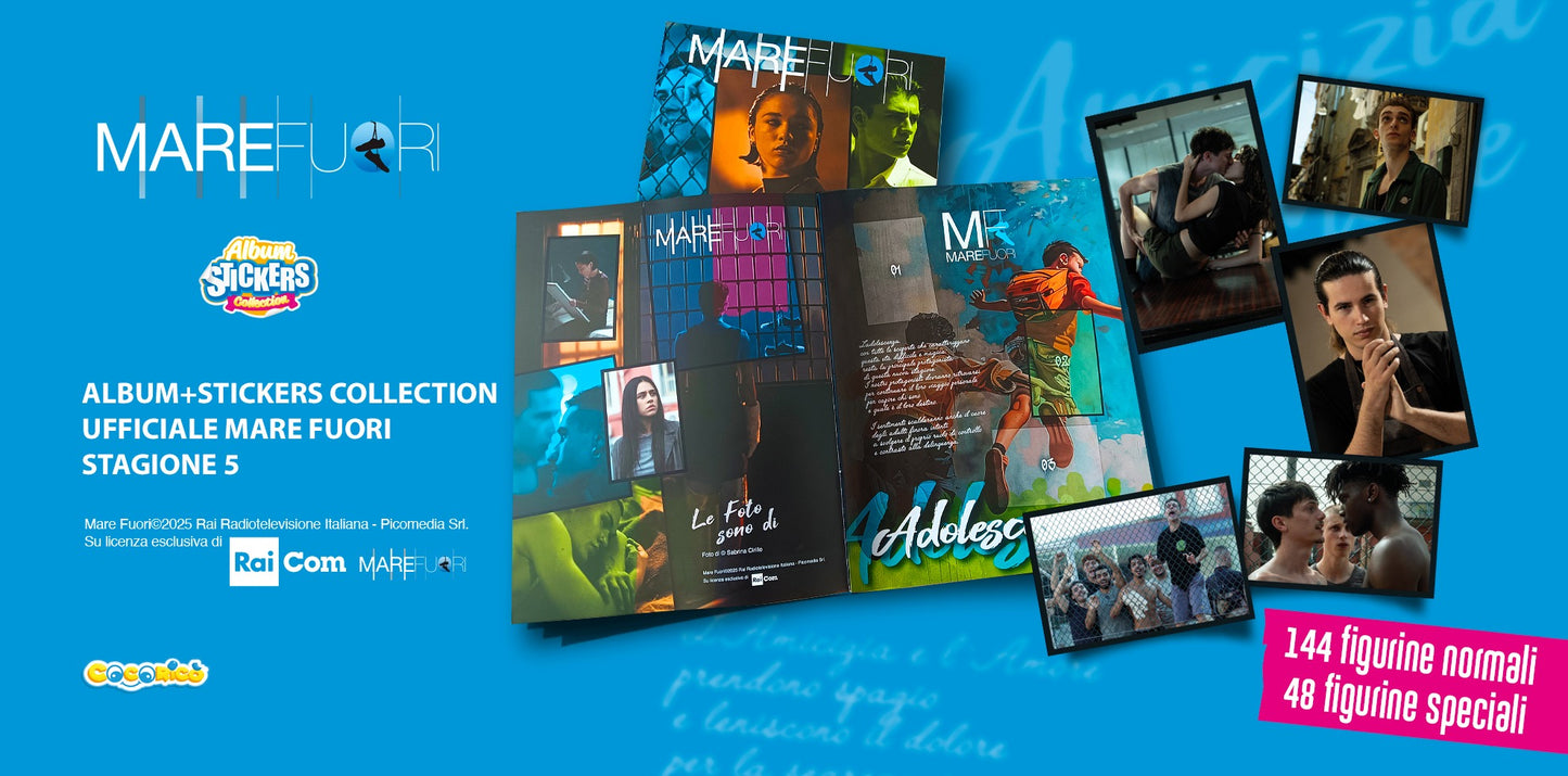 Ensemble d'albums MARE FUORI et packs d'autocollants Rai 2023 TV Starter Pack