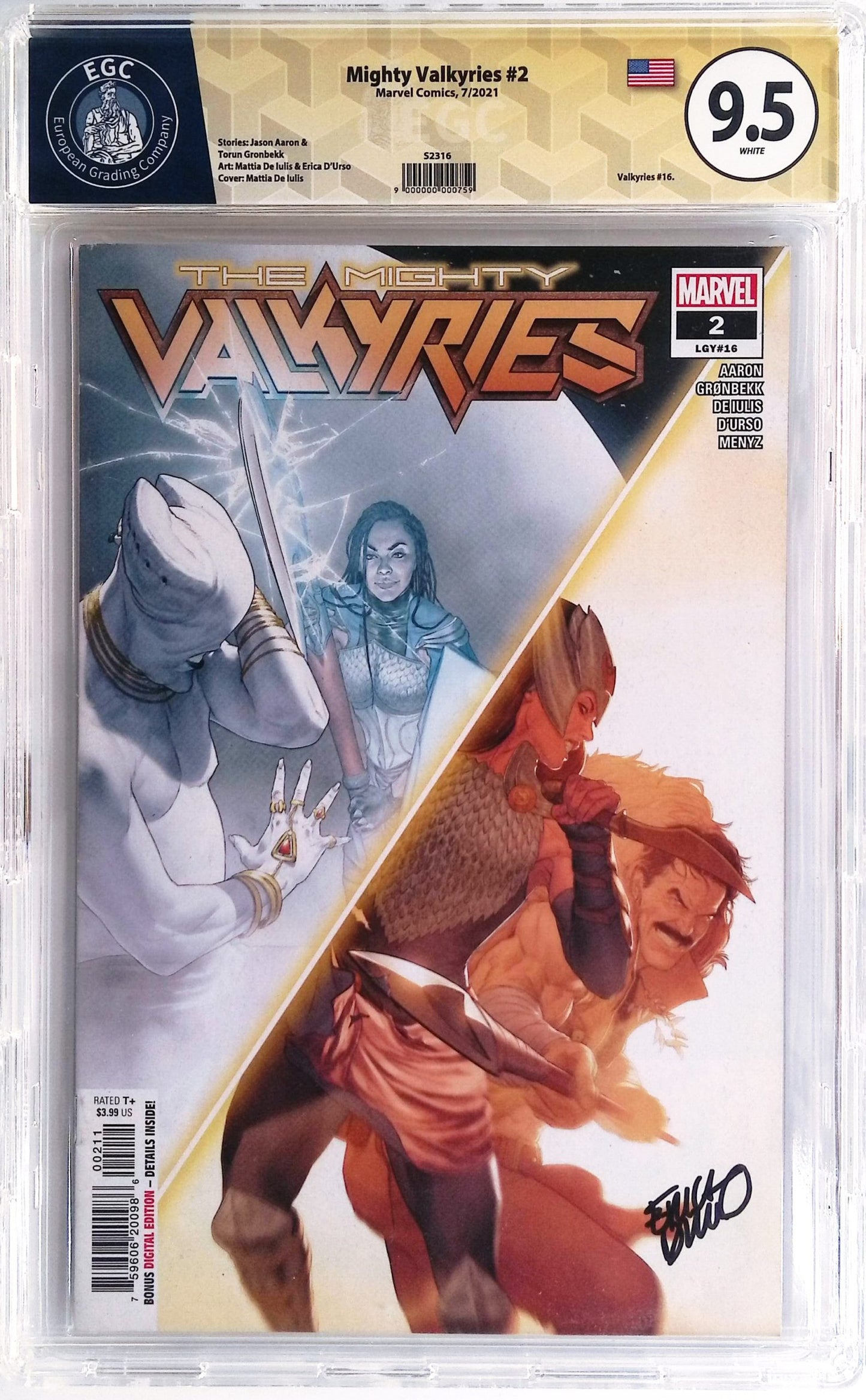 Fumetti Gradati EGC : The Mighty VALKYRYIES #2 - Autografato da Erica D'Urso - EGC 9.5 - Prima edizione 2021