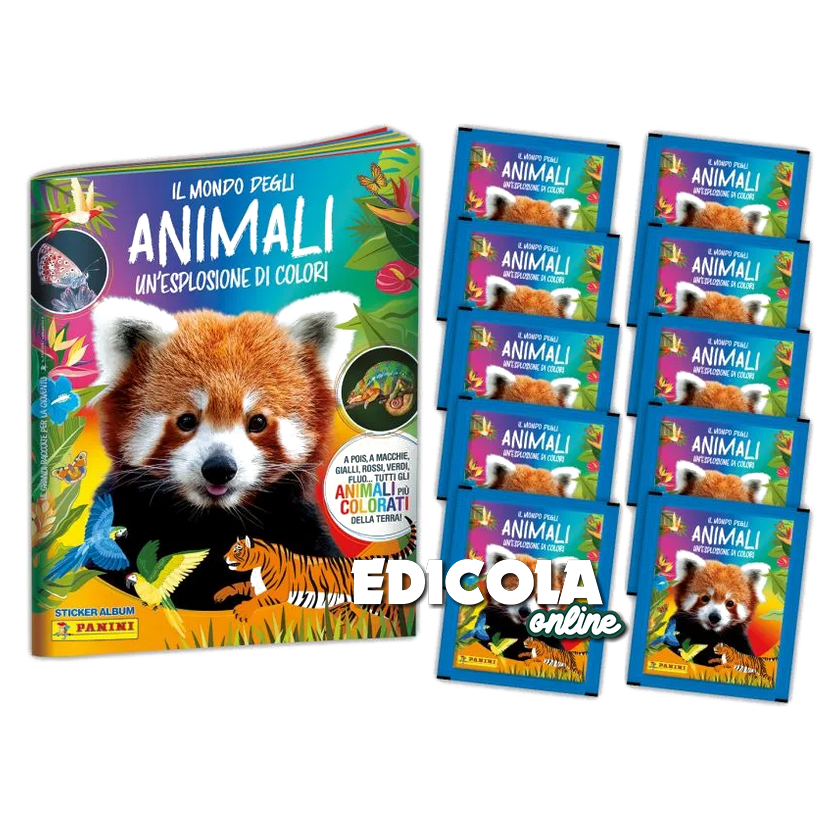 Set Album e/o Bustine di Figurine Panini Sticker Il mondo degli ANIMALI - Un'esplosione di colori