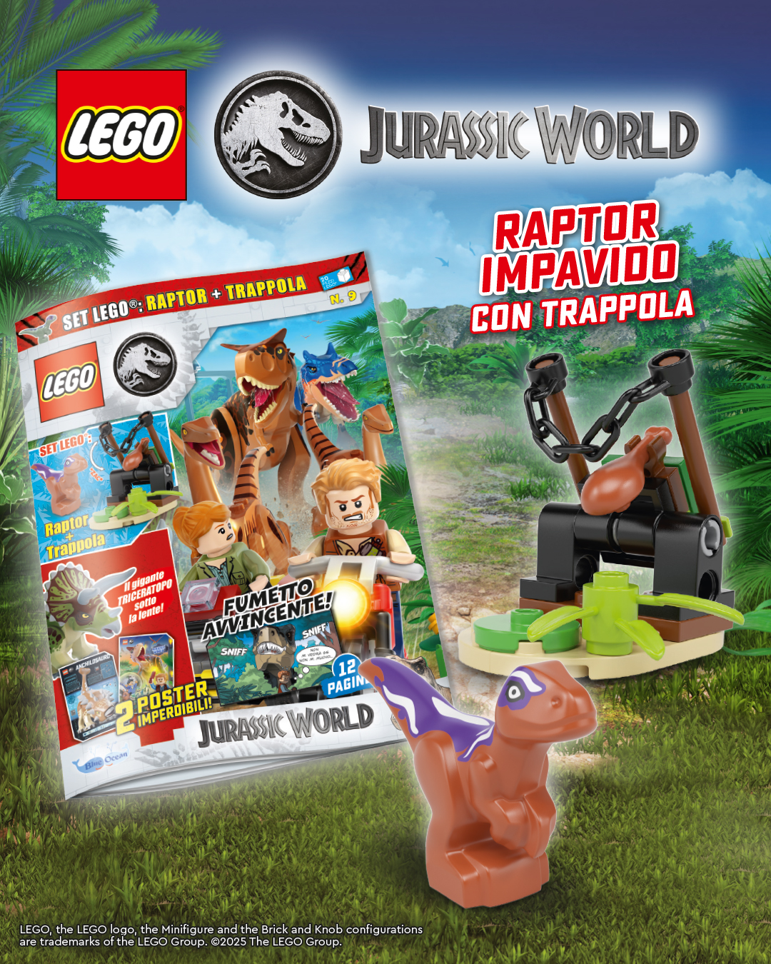 Rivista LEGO JURASSIC WORLD n.9 - RAPTOR + TRAPPOLA