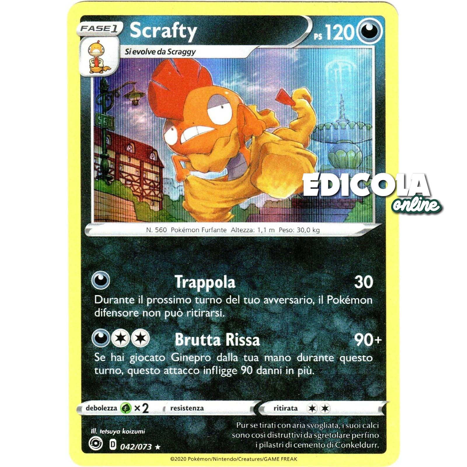 Pokemon Card - 042/073 Scrafty Holo (IT) Edicola online Pokemon Card - 042/073 Scrafty Holo (IT) Edicola online