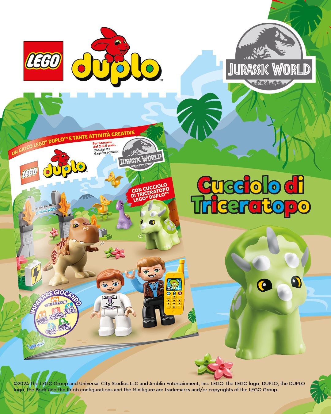 Rivista LEGO DUPLO Edizione Speciale JURASSIC WORLD - cucciolo di Triceratopo