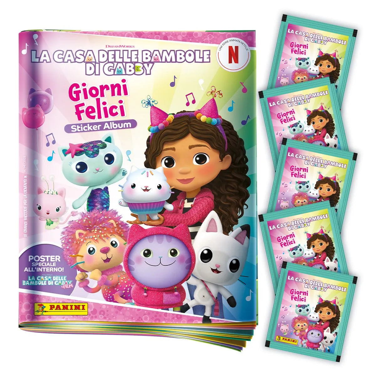 Set Raccoglitore e/o Bustine di figurine LA CASA DELLE BAMBOLE DI GABBY Giorni Felici Sticker Album (Panini 2025)