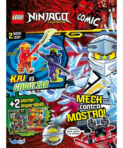 Rivista LEGO NINJAGO LEGACY COMIC n.9 con 2 GIOCHI KAI vs GHOULTAR