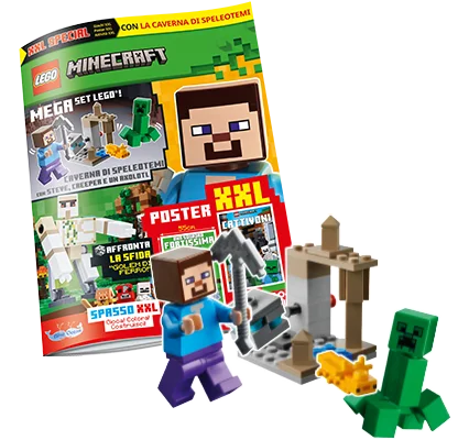 Rivista LEGO Minecraft XXL Special n. 1 + MEGA SET : Caverna di Speleotemi con Steve, Creeper e un Axolotl