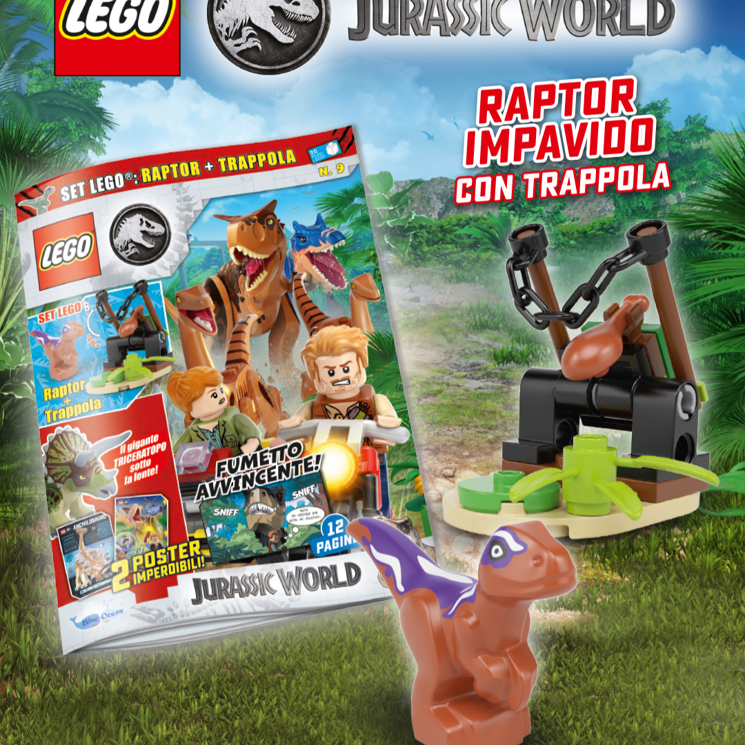 Rivista LEGO JURASSIC WORLD n.9 - RAPTOR + TRAPPOLA