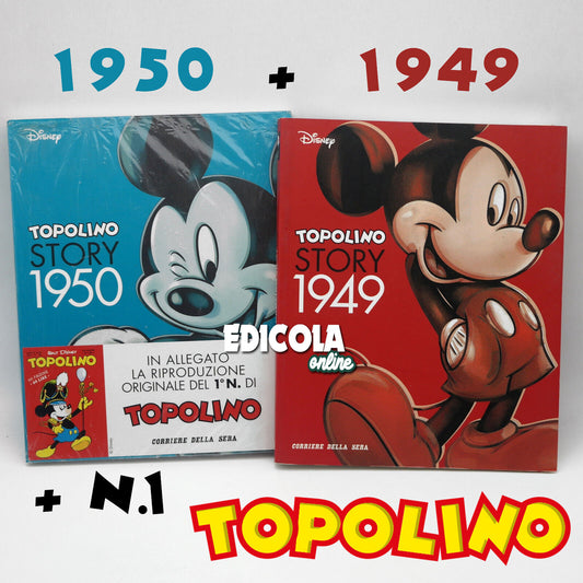 Livres Bandes dessinées MICKEY MOUSE STORY 1949 1950 + numéro n. 1 encart Corriere della Sera