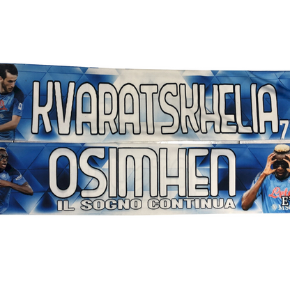 Ultras Football NAPOLI Scarf in Satin 2 Sides KVARASKELIA and OSIMHEN 3rd Scudetto