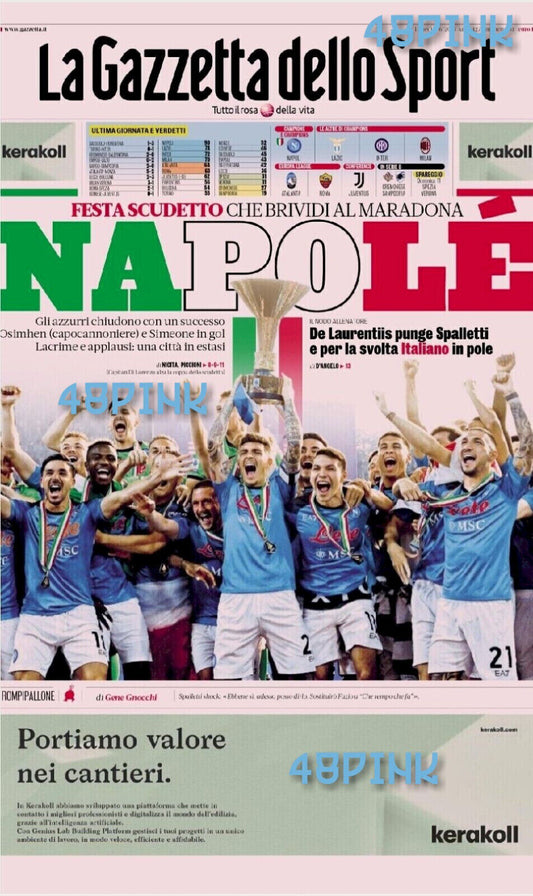 Gazzetta dello Sport Maradona Scudetto Party Naples June 5th Champion of Italy