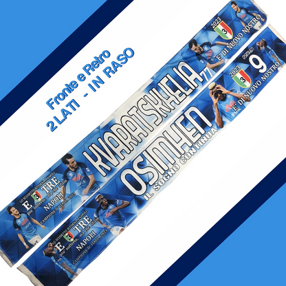 Ultras Football NAPOLI Scarf in Satin 2 Sides KVARASKELIA and OSIMHEN 3rd Scudetto