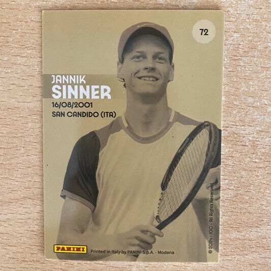 Card Panini Jannik Sinner Olimpiadi Parigi 2024 n. 72 Giochi Olimpici Paris 24