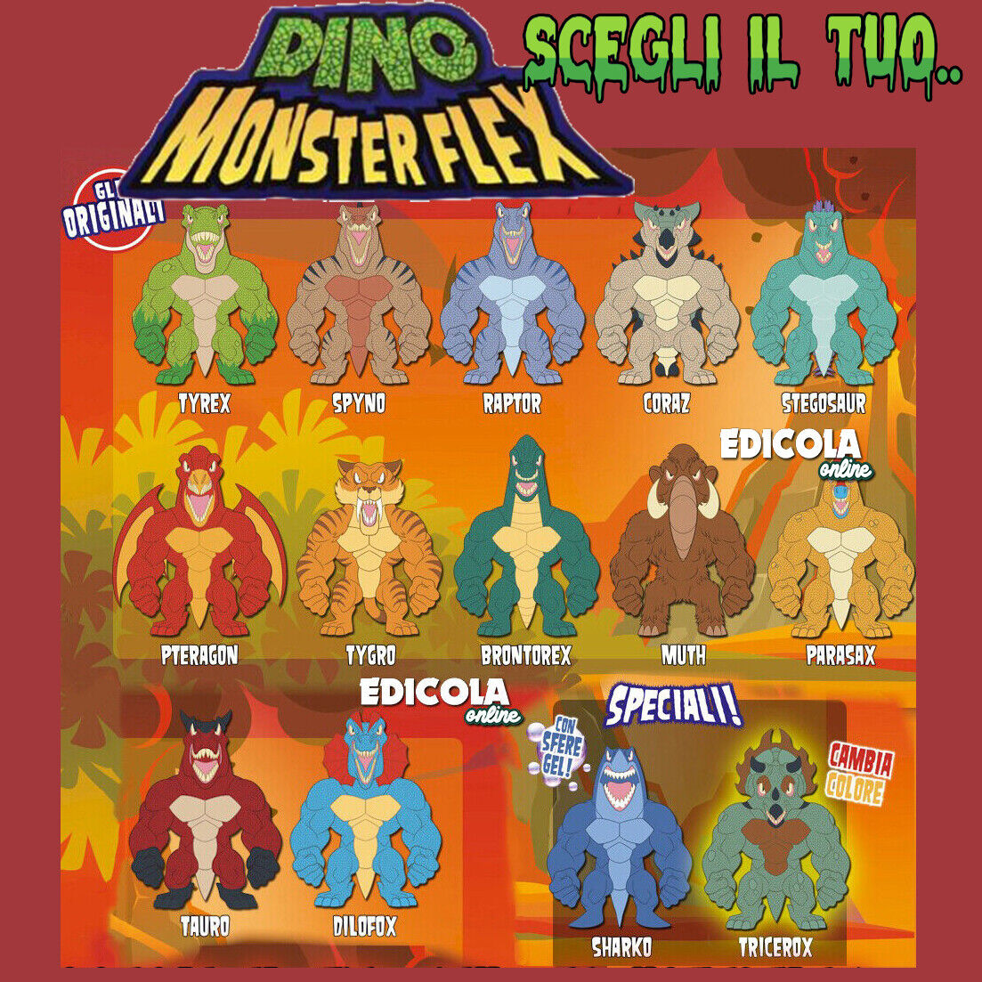 DINO MONSTER FLEX Personnages Monsterflex Dinosaures Monstres extensibles