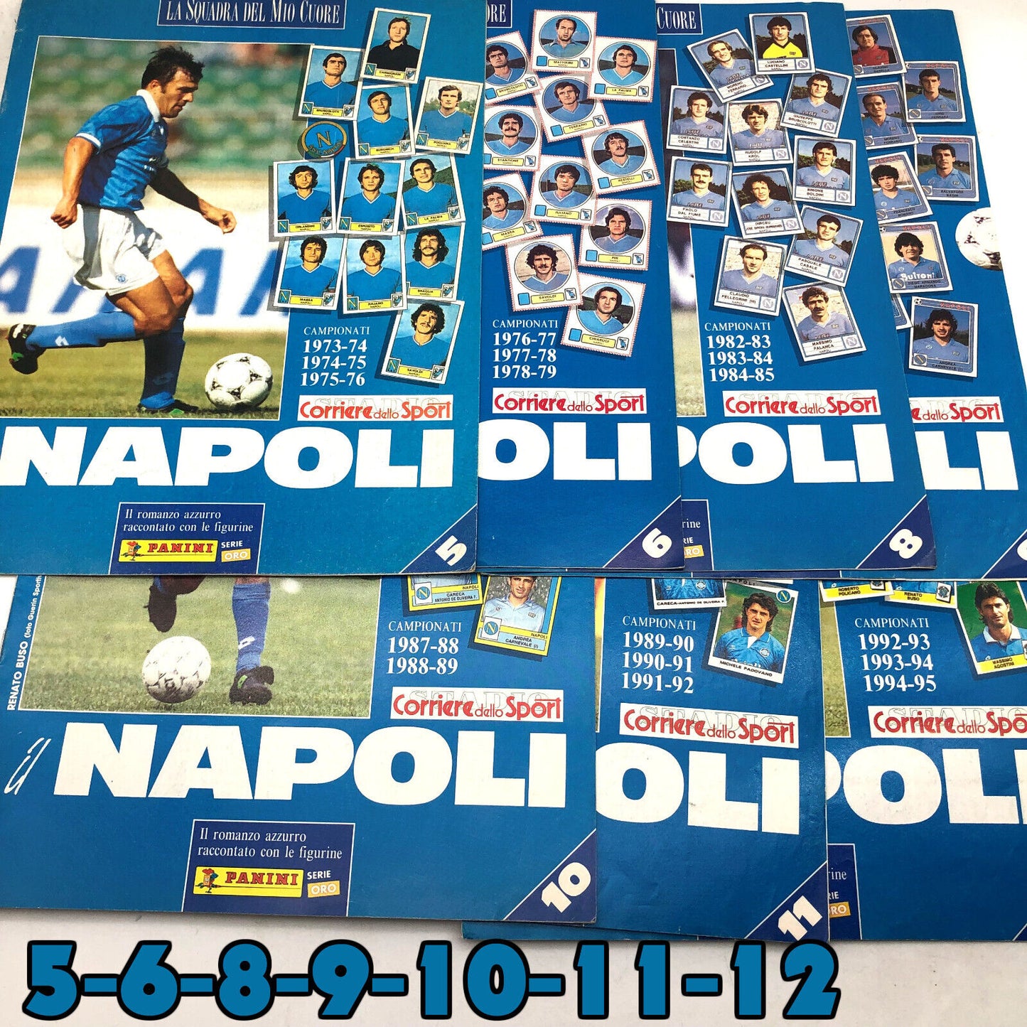 Set 7 Ristampa Album Completo solo Squadra del NAPOLI Figurine Calciatori Panini