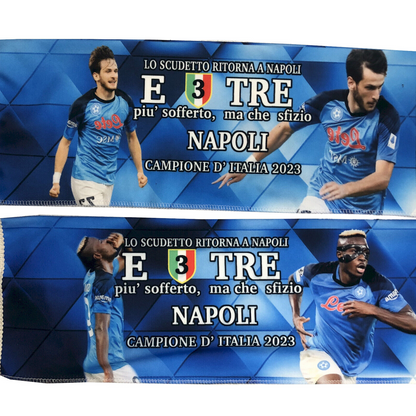 Ultras Football NAPOLI Scarf in Satin 2 Sides KVARASKELIA and OSIMHEN 3rd Scudetto