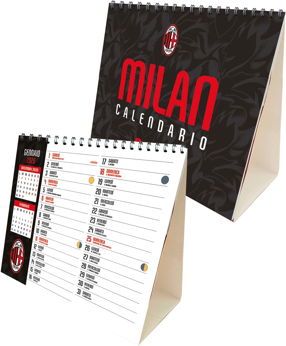 Calendario Verticale Milan 2026+ Calendario da tavolo 2026 13 mesi - Prodotto Ufficiale