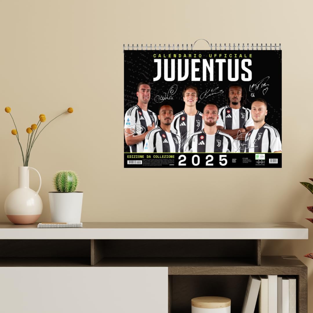 Calendario Orizzontale Juventus 2025 - Edizione da Collezione - cm 44x33 - Prodotto Ufficiale