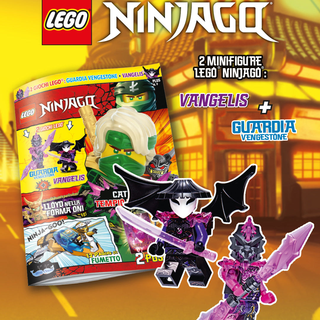 Rivista LEGO NINJAGO Plus n. 9 + 2 MINIFIGURE ESCLUSIVE (VANGELIS + GUARDIA VENGESTONE)