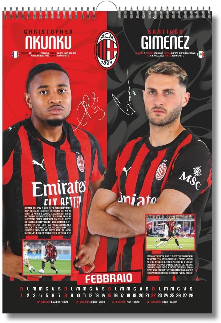 Calendario Verticale Milan 2026+ Calendario da tavolo 2026 13 mesi - Prodotto Ufficiale