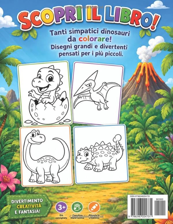 Libro da Colorare per Bambini - 36 Dinosauri