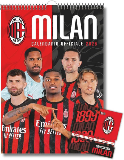 Calendario Verticale Milan 2026 + Set Braccialetti - cm 29x42 - Prodotto Ufficiale (Copia)