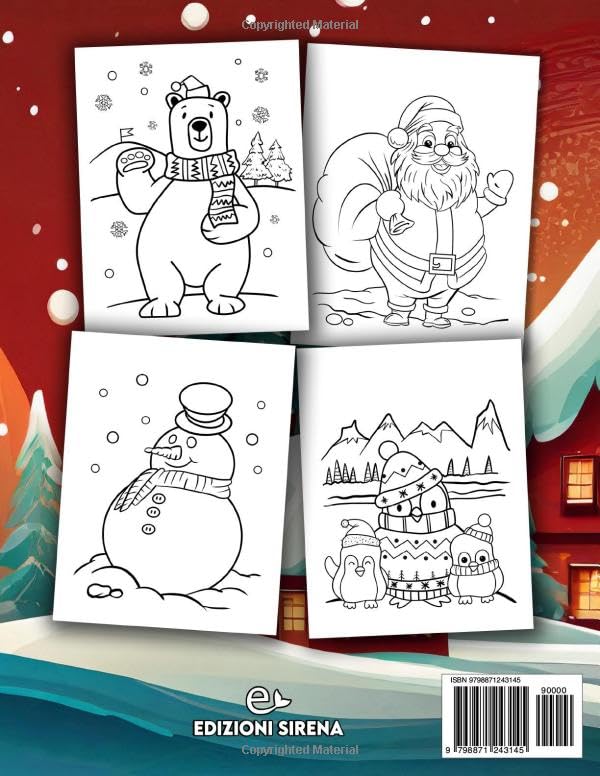 Libro da Colorare per Bambini - NATALE - Babbo Natale Puzzazi di Neve Albero di Natale
