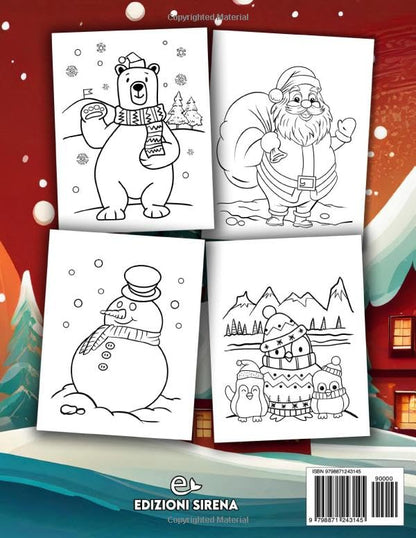 Libro da Colorare per Bambini - NATALE - Babbo Natale Puzzazi di Neve Albero di Natale