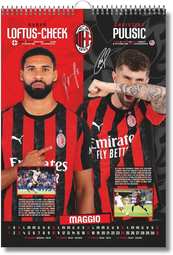 Calendario Verticale Milan 2026+ Calendario da tavolo 2026 13 mesi - Prodotto Ufficiale