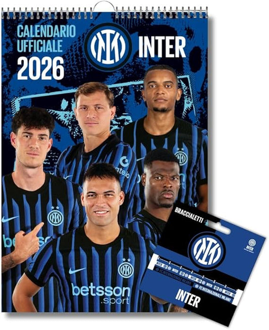 Calendario Verticale Inter 2026+ tris braccialetti in silicone - Prodotto Ufficiale - cm 29x42