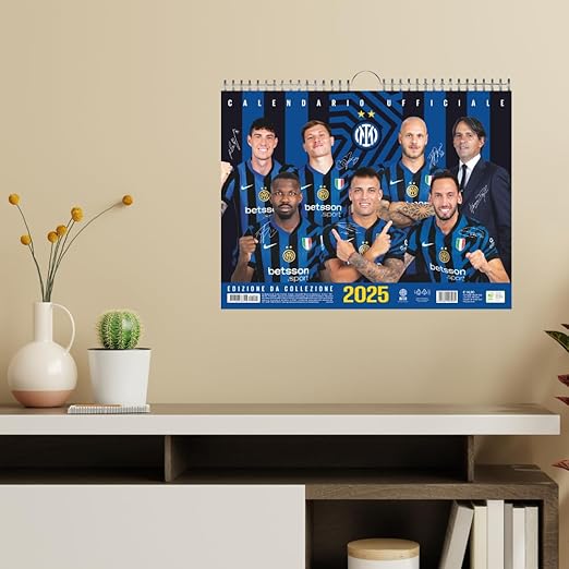 Calendario Orizzontale Inter 2025 - Edizione da Collezione - cm 44x33 - Prodotto Ufficiale