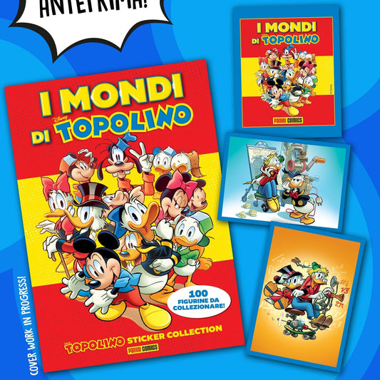 Complete Set 5/5 Album and Packs of Stickers PAPERINO 90 Years Donald Duck + Mickey Mouse Comics