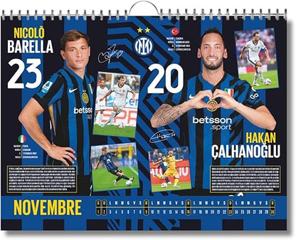 Calendario Orizzontale Inter 2025 - Edizione da Collezione - cm 44x33 - Prodotto Ufficiale