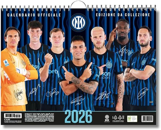 Calendario Orizzontale Inter 2026 - Edizione da Collezione - cm 44x33 - Prodotto Ufficiale