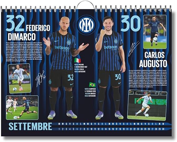 Calendario Orizzontale Inter 2026 - Edizione da Collezione - cm 44x33 - Prodotto Ufficiale