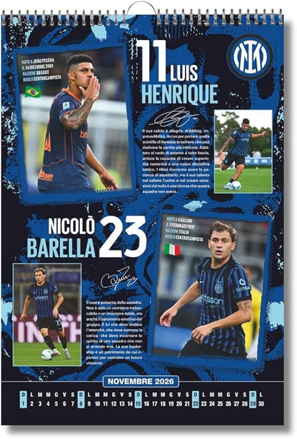Calendario Verticale Inter 2026+ tris braccialetti in silicone - Prodotto Ufficiale - cm 29x42