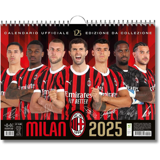 Calendrier Horizontal Milan 2025 - Edition Collector - 44x33 cm - Produit Officiel 