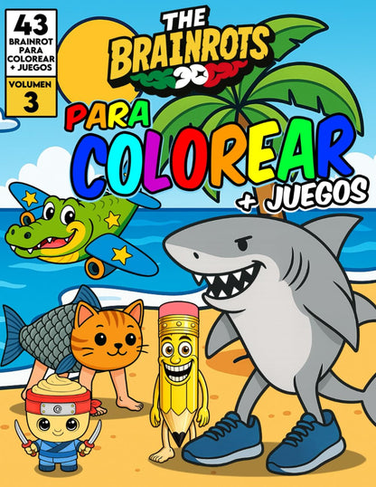 Libro da Colorare per Bambini + Giochi "THE BRAINROTS" – Volume 3 (Formato MAXI)