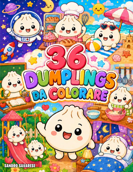 Libro da Colorare per Bambini - 36 Dumpling Kawaii