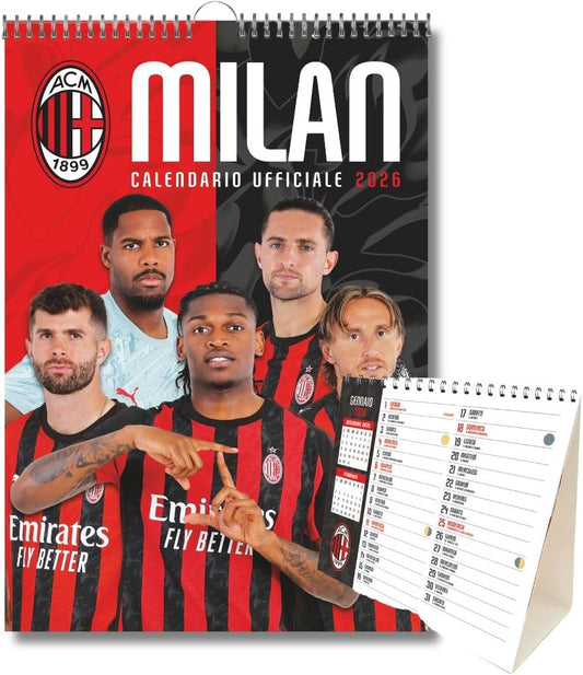 Calendario Verticale Milan 2026+ Calendario da tavolo 2026 13 mesi - Prodotto Ufficiale