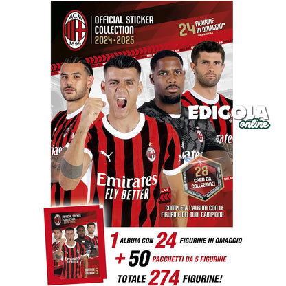 Album Vuoto + 50 bustine di Figurine Milan 2024-2025 - Prodotto Ufficiale