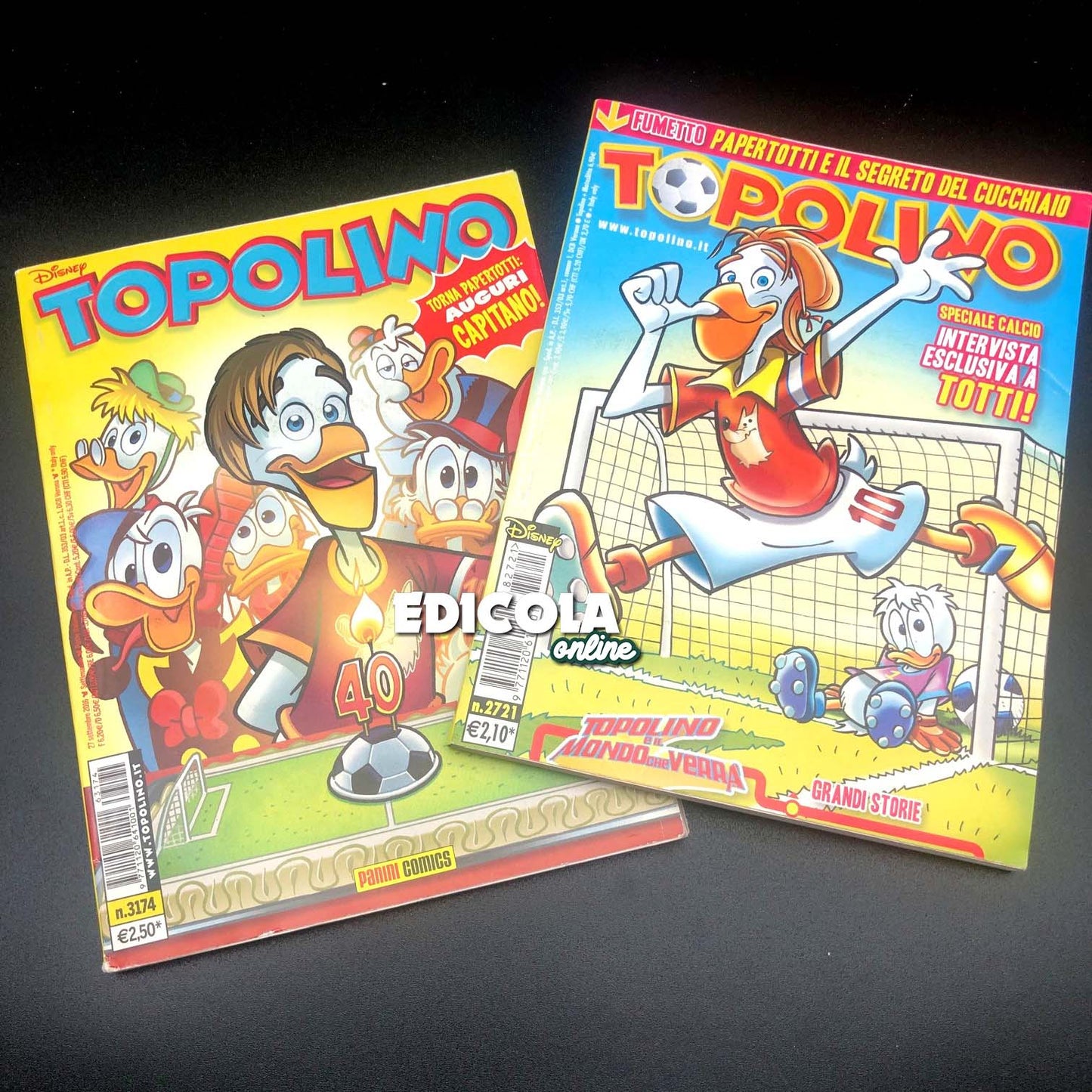 2 BD MICKEY MOUSE Livret Francesco TOTTI Rome Panini Comics Disney Rare