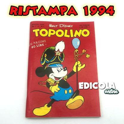 Mickey Mouse hat die Comic-Nummer n gepinnt. 1 Sammler-Nachdruck, 60 Lire, Vintage, selten