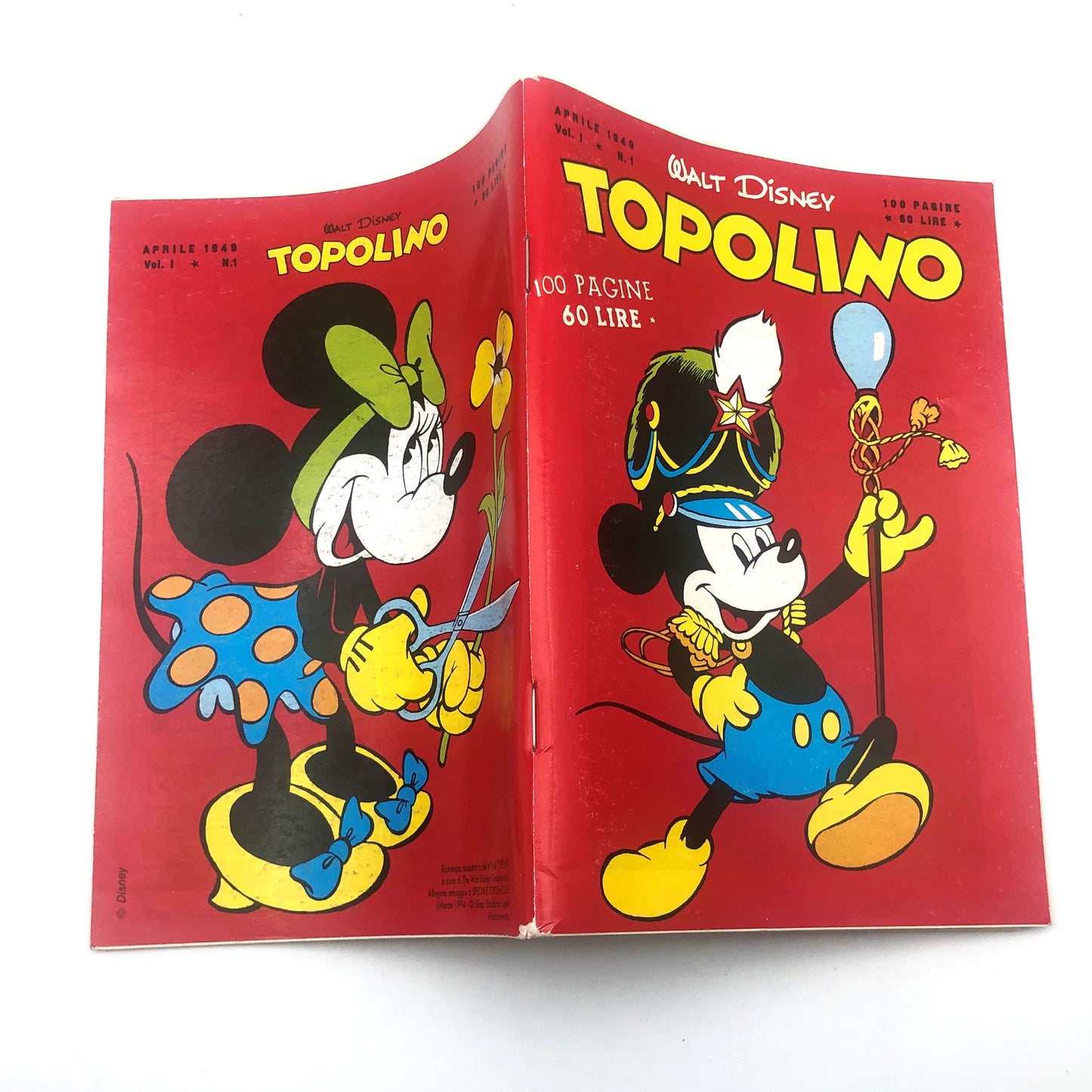 Mickey Mouse hat die Comic-Nummer n gepinnt. 1 Sammler-Nachdruck, 60 Lire, Vintage, selten
